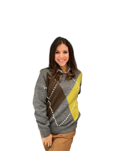 Maglione intarsio rombi