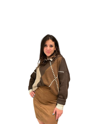 Maglione intarsio rombi
