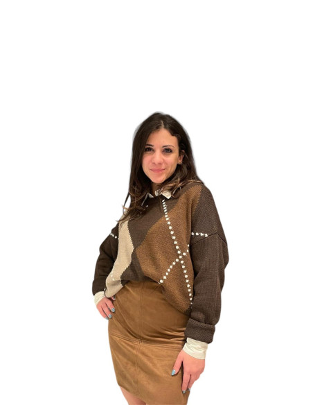Maglione intarsio rombi
