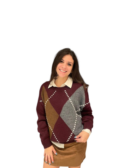 Maglione intarsio rombi
