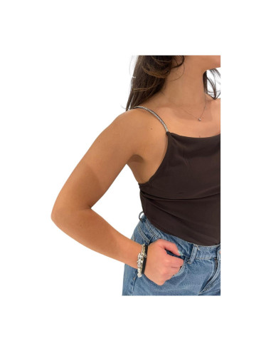 Top in jersey con cristallini