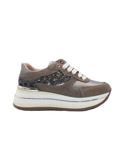 Sneakers Platform Glitter Maculato Taupe | Keys