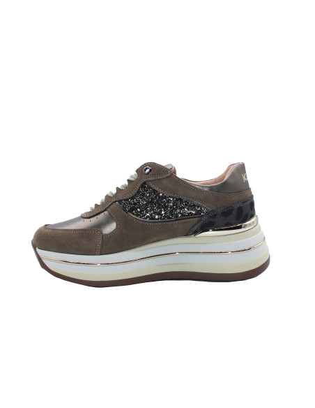 Sneakers Platform Glitter Maculato Taupe | Keys