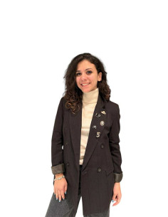 Giacca doppio petto rigo paillettes