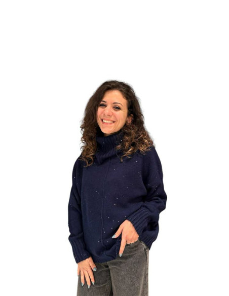 Pullover collo alto micro paillettes