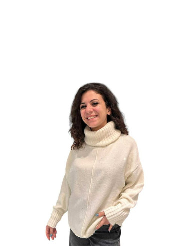 Pullover collo alto micro paillettes