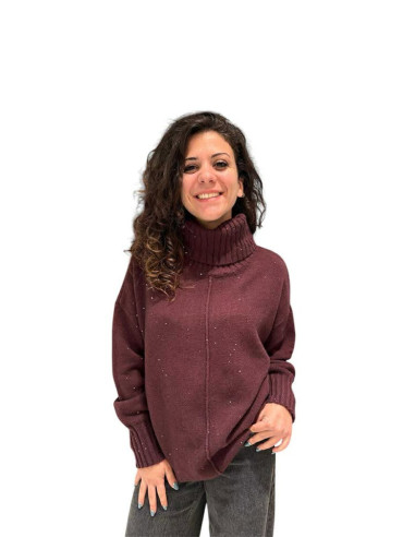 Pullover collo alto micro paillettes