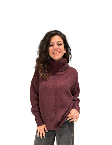 Pullover collo alto micro paillettes