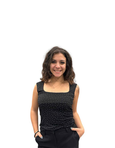 Canotta scollo a U brillantini