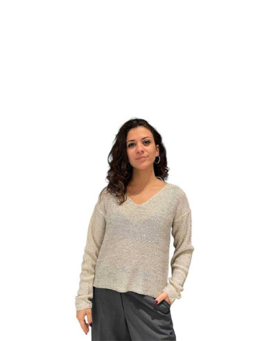 Maglioncino scollo a V lurex paillettes