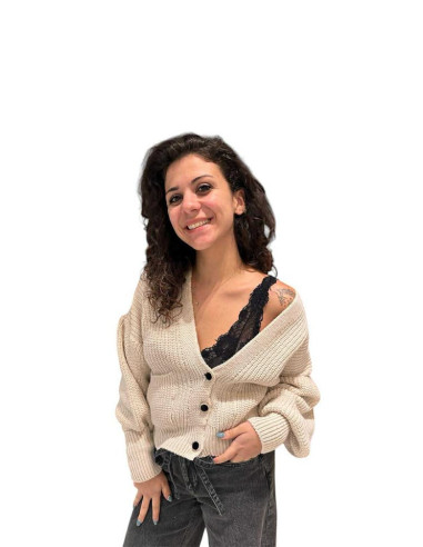 CARDIGAN MANICHE AMPIE BOTOTNI VELLUTO