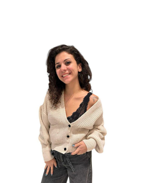 CARDIGAN MANICHE AMPIE BOTOTNI VELLUTO