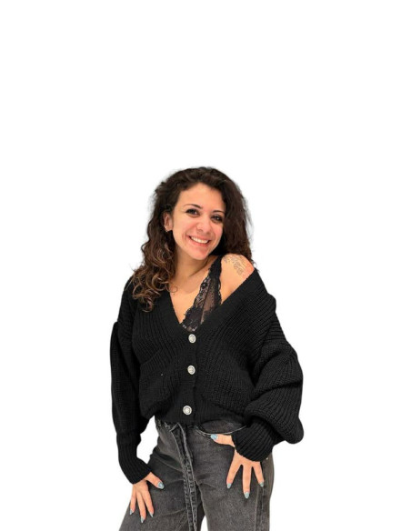 CARDIGAN MANICHE AMPIE BOTOTNI VELLUTO