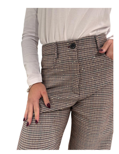 Pantalone gamaba ampia check paillette
