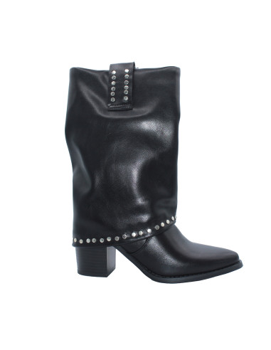 Stivale tacco largo borchie tonde