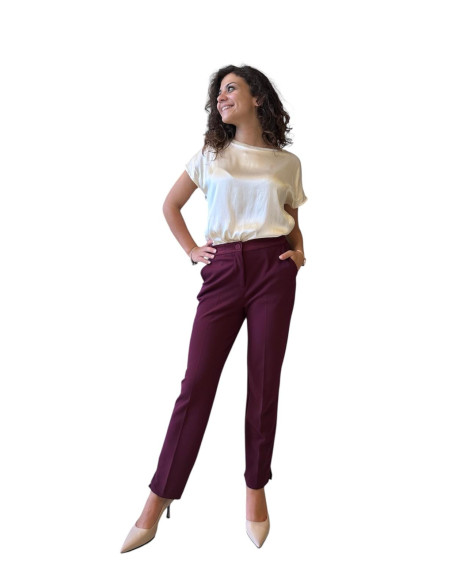 Pantalone stretto nero profilo raso donna Zahjr