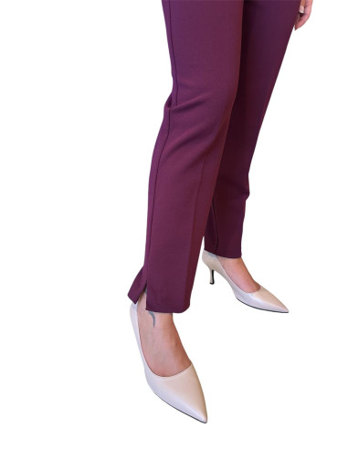 Pantalone stretto nero profilo raso donna Zahjr