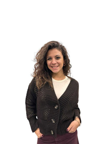 Cardigan traforato bottoni tartarugati