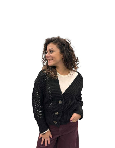 Cardigan traforato bottoni tartarugati