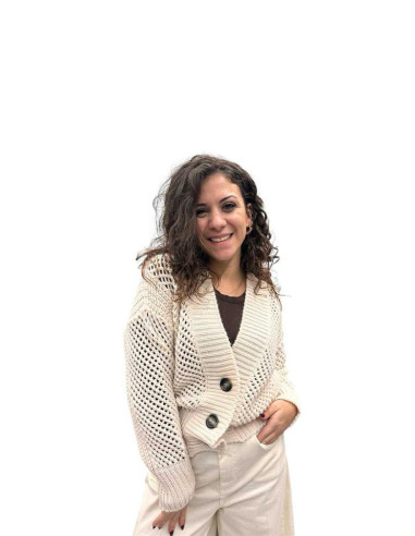 Cardigan traforato bottoni tartarugati