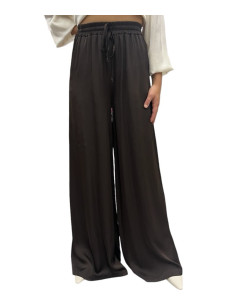 PANTALONE PALAZZO DONNA MOKA SATIN ELASTICO VITA