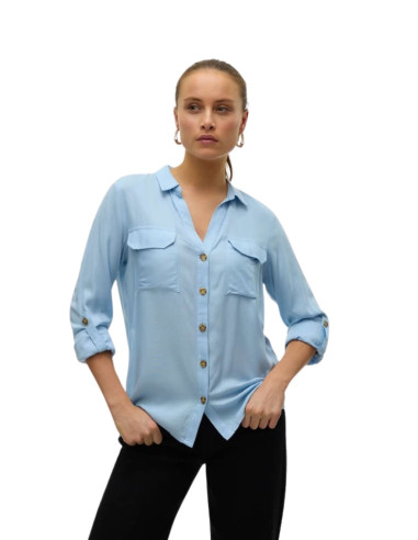 Camicia bianca donna con bottoni tartarugati Vero Moda