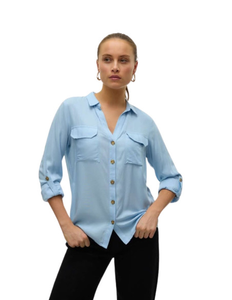Camicia bianca donna con bottoni tartarugati Vero Moda