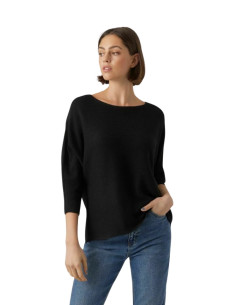 Pullover Vero Moda Nero Scollo a Barca e Maniche Pipistrello