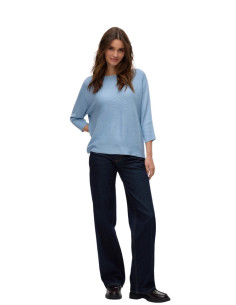 Pullover rigato scollo a barca CELESTE