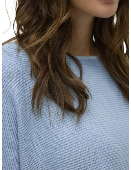 Pullover Vero Moda Celeste Scollo a Barca e Maniche Pipistrello