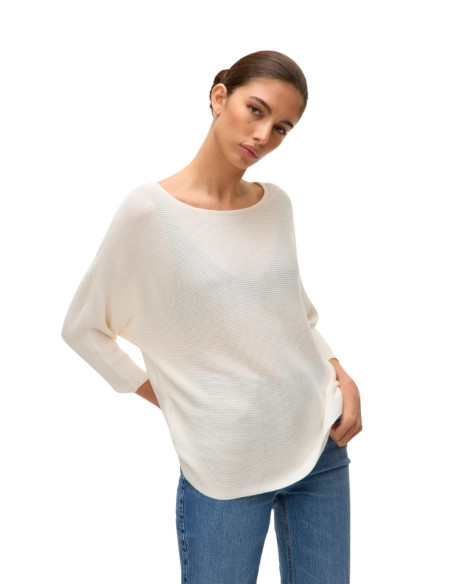 Pullover Vero Moda Bianco Scollo a Barca e Maniche Pipistrello