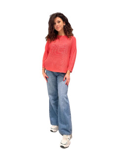 Pullover Rigato Corallo Scollo a Barca Donna – Vero Moda