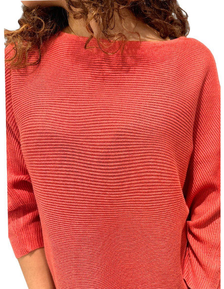 Pullover Vero Moda Corallo Scollo a Barca e Maniche Pipistrello