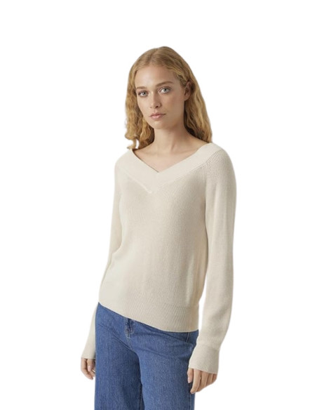 Maglioncino panna scollo V donna Vero Moda