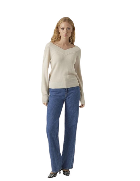Maglioncino panna scollo V donna Vero Moda