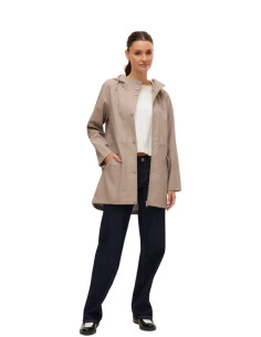 Giacca Impermeabile Cerata Tortora con Cappuccio - Vero Moda