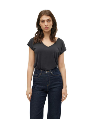 T-shirt Scollo a V Vero Moda nero in Tencel™