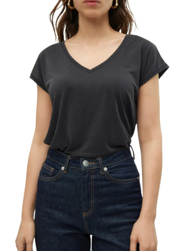 T-shirt Scollo a V Vero Moda nero in Tencel™