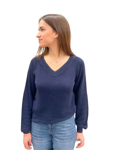 Maglioncino Doppio Scollo a V Blu Navy - Vero Moda | Soft Touch & Sostenibile