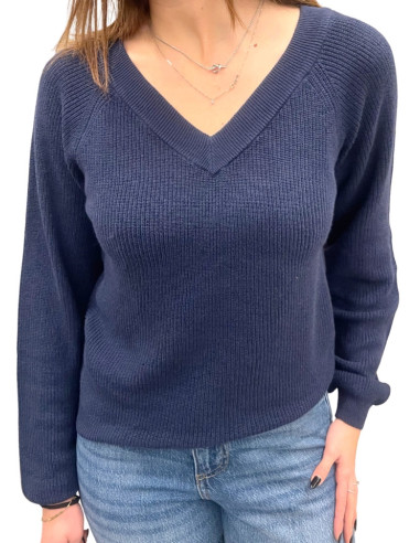 Maglioncino blu scollo V donna Vero Moda