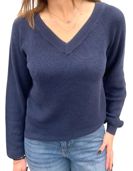 Maglioncino Doppio Scollo a V Blu Navy - Vero Moda | Soft Touch & Sostenibile