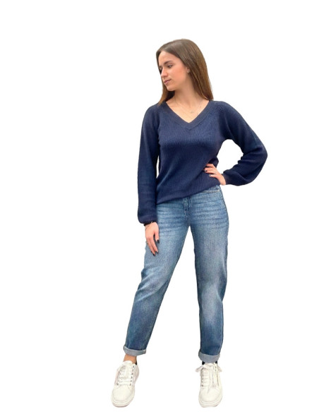Maglioncino blu scollo V donna Vero Moda