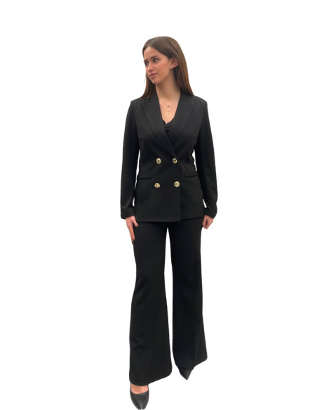 Blazer Donna Nero Doppiopetto con Bottoni Oro | Elegante e Chic