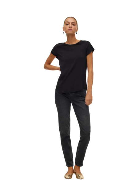 T-shirt Donna Vero Moda  con Fondo Stondato | Nero e Bianco