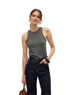 Vero Moda Top Canotta Grigio Scuro a Costine - PE2026
