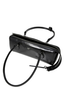Borsa Baguette Midi con Tracolla e Finitura Lucida -...