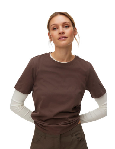 Vero Moda T-shirt Marrone VMPAULINA - 100% Cotone Biologico