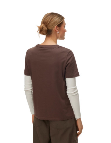 Vero Moda T-shirt Marrone VMPAULINA - 100% Cotone Biologico