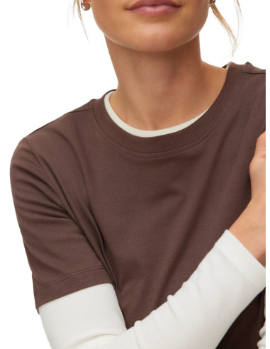 Vero Moda T-shirt Marrone VMPAULINA - 100% Cotone Biologico