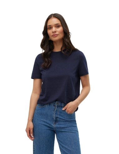 Vero Moda T-shirt VMPAULINA Blu – 100% Cotone Biologico